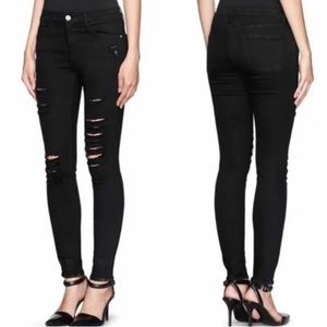 FRAME “Le Skinny de Jeanne” Jeans Distressed Black Denim Stretchy Size 26